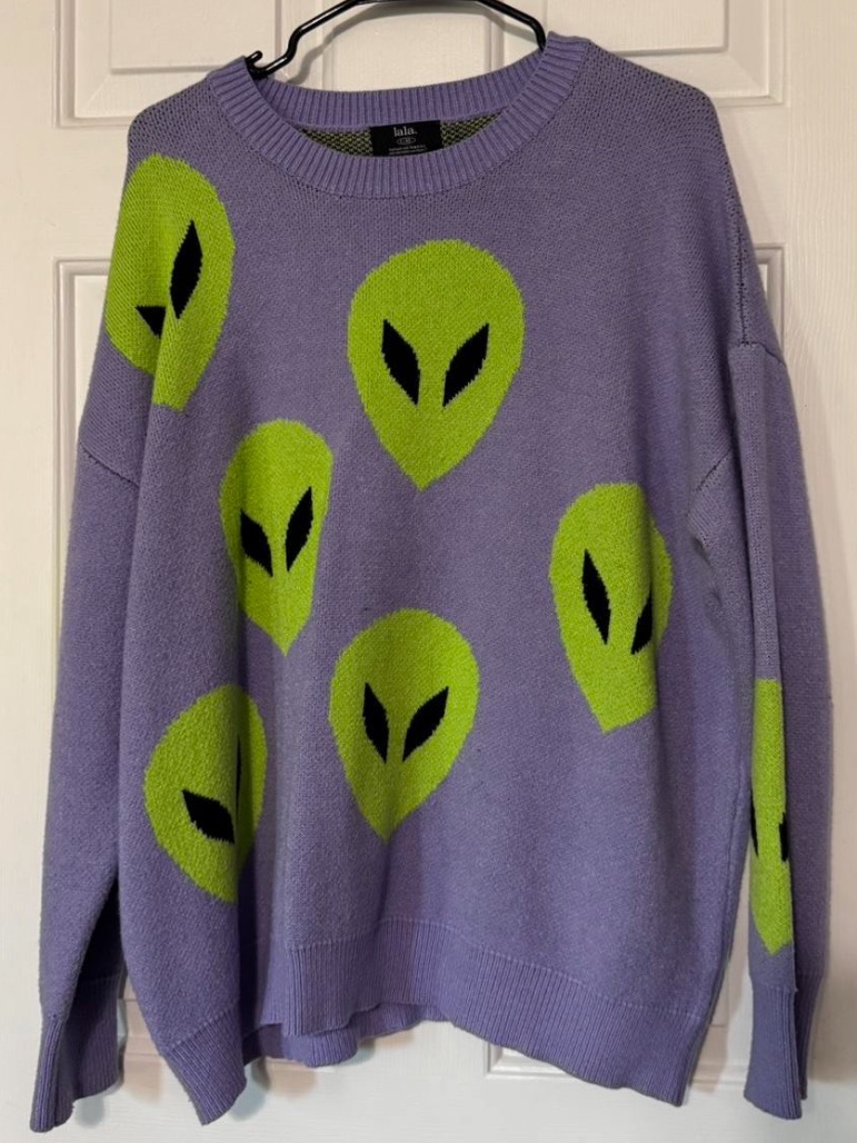Too Cool For You Oversized Alien Knit In Lavender